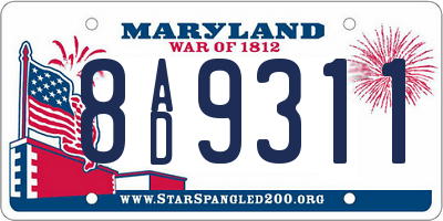 MD license plate 8AD9311