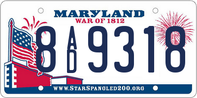 MD license plate 8AD9318