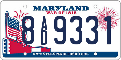 MD license plate 8AD9331