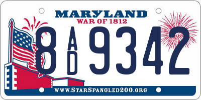 MD license plate 8AD9342