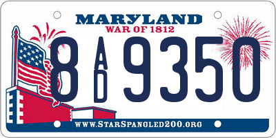 MD license plate 8AD9350