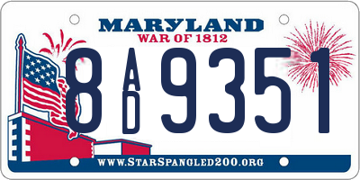 MD license plate 8AD9351