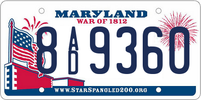 MD license plate 8AD9360
