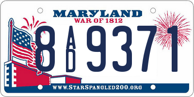 MD license plate 8AD9371