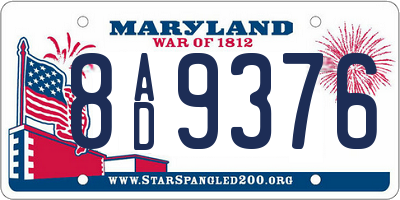 MD license plate 8AD9376