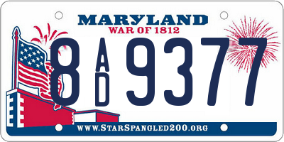 MD license plate 8AD9377