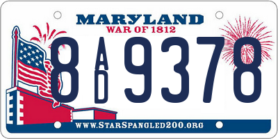 MD license plate 8AD9378
