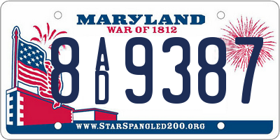 MD license plate 8AD9387