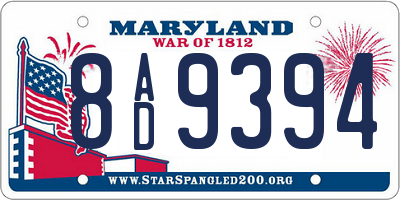 MD license plate 8AD9394
