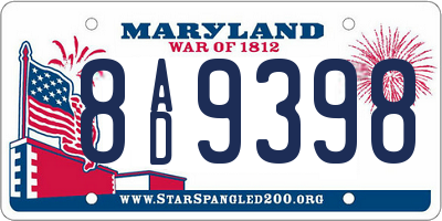 MD license plate 8AD9398