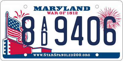 MD license plate 8AD9406