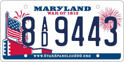 MD license plate 8AD9443