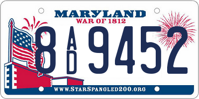MD license plate 8AD9452