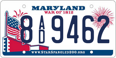 MD license plate 8AD9462