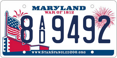 MD license plate 8AD9492