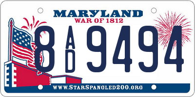 MD license plate 8AD9494
