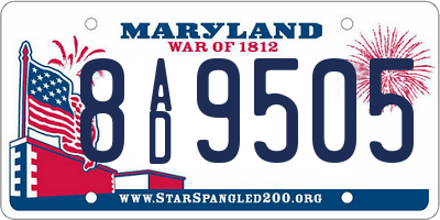 MD license plate 8AD9505
