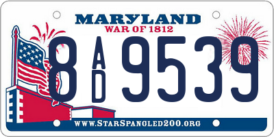 MD license plate 8AD9539