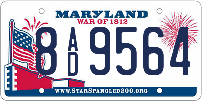 MD license plate 8AD9564