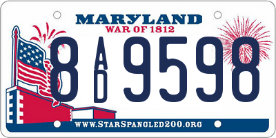 MD license plate 8AD9598
