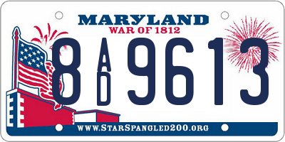 MD license plate 8AD9613