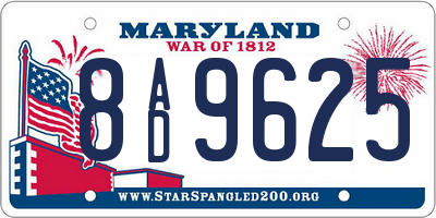 MD license plate 8AD9625