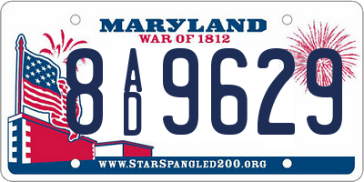 MD license plate 8AD9629