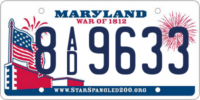 MD license plate 8AD9633