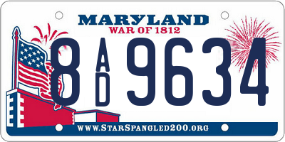 MD license plate 8AD9634