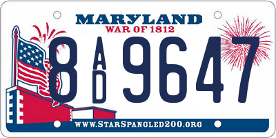 MD license plate 8AD9647