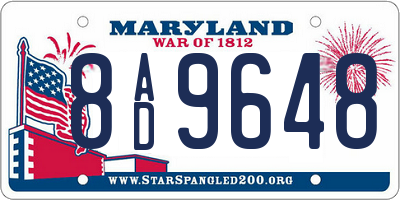 MD license plate 8AD9648