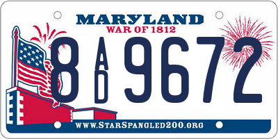 MD license plate 8AD9672
