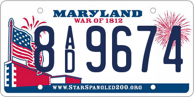 MD license plate 8AD9674
