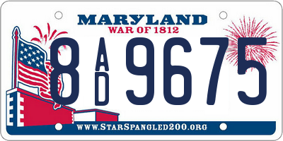 MD license plate 8AD9675