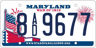 MD license plate 8AD9677