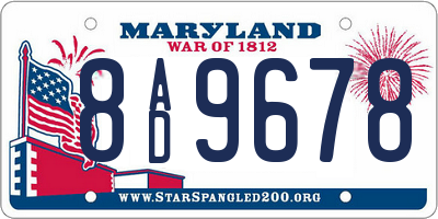 MD license plate 8AD9678