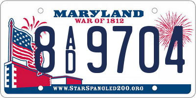 MD license plate 8AD9704