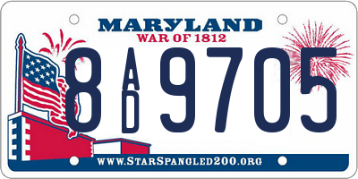 MD license plate 8AD9705