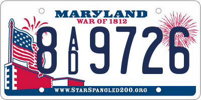 MD license plate 8AD9726
