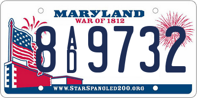 MD license plate 8AD9732