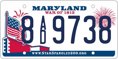 MD license plate 8AD9738