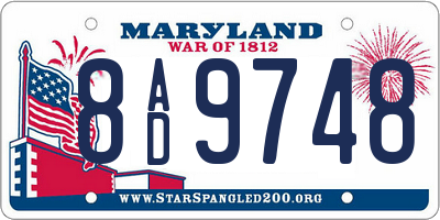 MD license plate 8AD9748