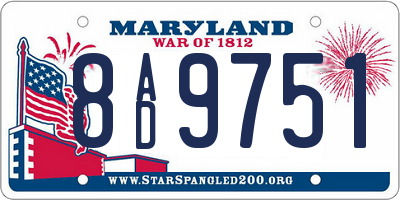 MD license plate 8AD9751