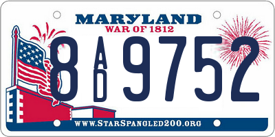 MD license plate 8AD9752