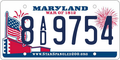 MD license plate 8AD9754