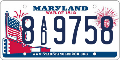 MD license plate 8AD9758
