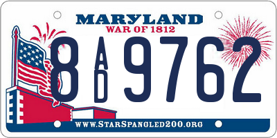 MD license plate 8AD9762