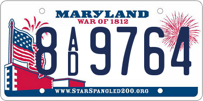 MD license plate 8AD9764