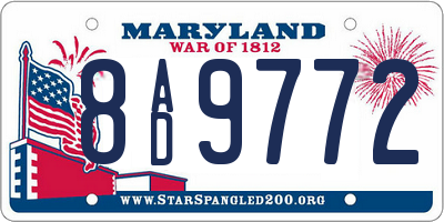 MD license plate 8AD9772