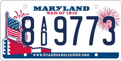 MD license plate 8AD9773
